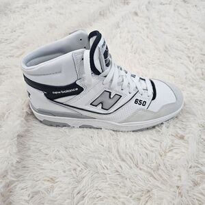 New Balance White and Black 650 Sneakers